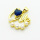Brass Cubic Zirconia Pendants,with Plastic Imitation Pearls,Heart,Love,Plated Gold,Royal Blue,20mm,Hole:2mm,about 3g/pc,5 pcs/package,XFPC06293aajl-L024