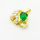 Brass Cubic Zirconia Pendants,with Plastic Imitation Pearls,Elephant,Plated Gold,Green,15x20mm,Hole:2mm,about 2.8g/pc,5 pcs/package,XFPC06298aajl-L024