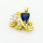 Brass Cubic Zirconia Pendants,with Plastic Imitation Pearls,Elephant,Plated Gold,Royal Blue,15x20mm,Hole:2mm,about 2.8g/pc,5 pcs/package,XFPC06304aajl-L024