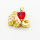 Brass Cubic Zirconia Pendants,with Plastic Imitation Pearls,Elephant,Plated Gold,Red,15x20mm,Hole:2mm,about 2.8g/pc,5 pcs/package,XFPC06306aajl-L024