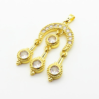 Brass Micro Pave Cubic Zirconia Pendants,Moon,Plated Gold,13x17mm,Hole:2mm,about 4.5g/pc,5 pcs/package,XFPC06321baka-L024