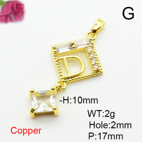 Brass Cubic Zirconia Pendants,Prismatic,Plated Gold,17mm,Hole:2mm,about 2g/pc,5 pcs/package,XFPC06324aajl-L024