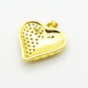 Brass Micro Pave Cubic Zirconia Pendants,Heart,Plated Gold,20mm,Hole:2mm,about 3.7g/pc,5 pcs/package,XFPC06378aajl-L024