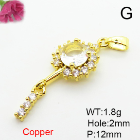 Brass Cubic Zirconia Pendants,Flower Shape,Plated Gold,12mm,Hole:2mm,about 1.8g/pc,5 pcs/package,XFPC06396aajl-L024