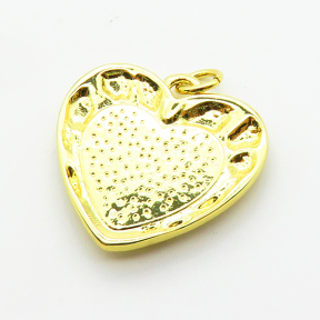 Brass Plastic Imitation Pearls Pendants,Heart,Plated Gold,19x21mm,Hole:2mm,about 3.1g/pc,5 pcs/package,XFPC06402baka-L024