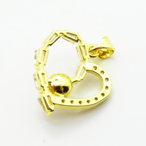 Brass Cubic Zirconia Pendants,with Plastic Imitation Pearls,Heart,Plated Gold,18mm,Hole:2mm,about 1.7g/pc,5 pcs/package,XFPC06477aajl-L024