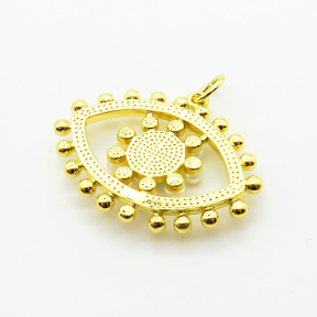 Brass Plastic Imitation Pearls & Enamel Pendants,Devil's Eye,Plated Gold,22x30mm,Hole:2mm,about 3.7g/pc,5 pcs/package,XFPC06552aajl-L024