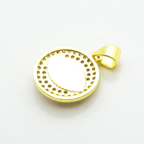 Brass Micro Pave Cubic Zirconia Pendants,with Enamel,Round,Devil's Eye,Plated Gold,13mm,Hole:2mm,about 1.4g/pc,5 pcs/package,XFPC06810avja-L002