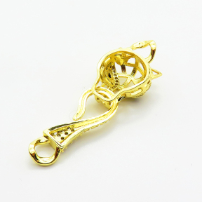 Brass Micro Pave Cubic Zirconia Links Connectors,Leopard Head,Plated Gold,18x15mm 22x11mm,Hole:4mm,about 4.2g/pc,5 pcs/package,XFL02451ablb-L002