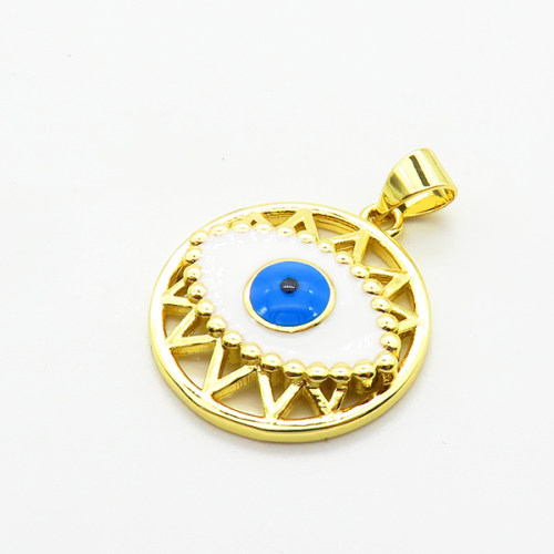 Brass Enamel Pendants,Round,Devil's Eye,Plated Gold,19mm,Hole:2mm,about 2.8g/pc,5 pcs/package,XFPC06795avja-L002