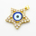 Brass Micro Pave Cubic Zirconia Pendants,with Resin,Star,Devil's Eye,Plated Gold,Blue,28mm,Hole:2mm,about 7.8g/pc,5 pcs/package,XFPC06819baka-L002