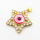 Brass Micro Pave Cubic Zirconia Pendants,with Resin,Star,Devil's Eye,Plated Gold,Pink,28mm,Hole:2mm,about 7.8g/pc,5 pcs/package,XFPC06823baka-L002