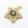 Brass Micro Pave Cubic Zirconia Pendants,with Resin,Star,Devil's Eye,Plated Gold,Royal Blue,28mm,Hole:2mm,about 7.8g/pc,5 pcs/package,XFPC06825baka-L002