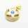 Brass Micro Pave Cubic Zirconia Pendants,with Enamel,Round,Star,Devil's Eye,Plated Gold,Blue,18mm,Hole:2mm,about 2.5g/pc,5 pcs/package,XFPC06868avja-L002