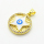 Brass Micro Pave Cubic Zirconia Pendants,with Enamel,Round,Star,Devil's Eye,Plated Gold,Blue,18mm,Hole:2mm,about 3.2g/pc,5 pcs/package,XFPC06871aajl-L002