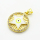 Brass Micro Pave Cubic Zirconia Pendants,with Enamel,Round,Star,Devil's Eye,Plated Gold,Yellow,18mm,Hole:2mm,about 3.2g/pc,5 pcs/package,XFPC06873aajl-L002
