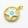 Brass Micro Pave Cubic Zirconia Pendants,with Enamel,Round,Star,Devil's Eye,Plated Gold,Cyan,18mm,Hole:2mm,about 3.2g/pc,5 pcs/package,XFPC06877aajl-L002