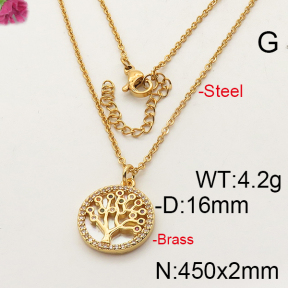 Fashion Brass Necklace  F6N402310vhha-J35