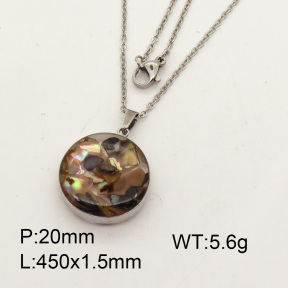 Natural  Abalone Shell  SS Necklace  3N4000699aakl-Y008