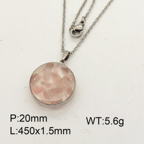 Natural  Rose Quartz  SS Necklace  3N4000700aakl-Y008