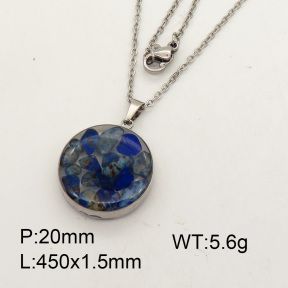 Natural  Lazurite  SS Necklace  3N4000702aakl-Y008
