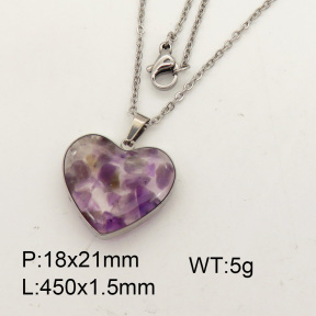 Natural  Amethyst  SS Necklace  3N4000708aakl-Y008