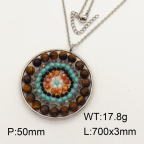 Natural  Tiger’s Eye  SS Necklace  3N4000752bvpl-Y008