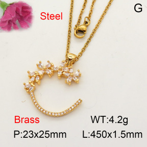 Fashion Brass Necklace  F3N402046ablb-L017
