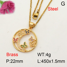 Fashion Brass Necklace  F3N402048ablb-L017