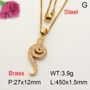 Fashion Brass Necklace  F3N402049ablb-L017
