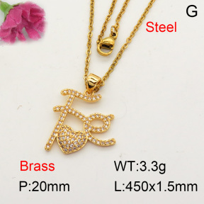 Fashion Brass Necklace  F3N402050ablb-L017