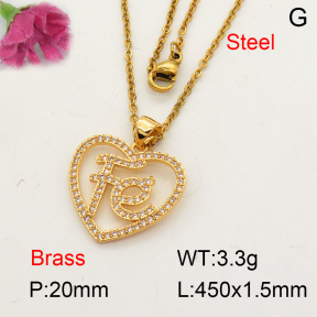 Fashion Brass Necklace  F3N402051ablb-L017