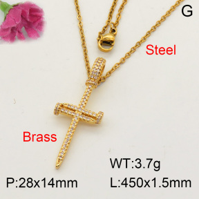 Fashion Brass Necklace  F3N402053baka-L017