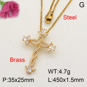 Fashion Brass Necklace  F3N402054baka-L017