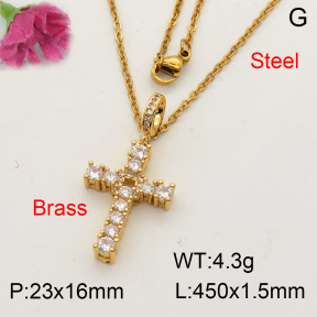 Fashion Brass Necklace  F3N402055baka-L017