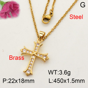 Fashion Brass Necklace  F3N402056baka-L017