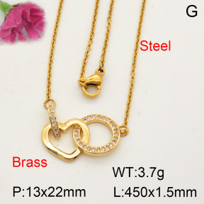 Fashion Brass Necklace  F3N402060ablb-L017