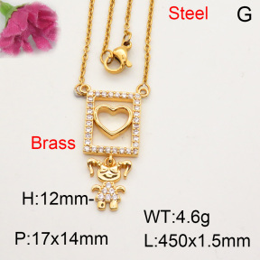 Fashion Brass Necklace  F3N402063baka-L017
