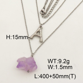 Natural Amethyst SS Necklace  FN0000688bbml-900