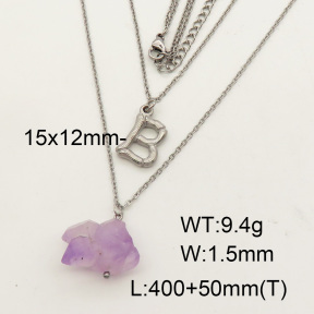 Natural Amethyst SS Necklace  FN0000689bbml-900