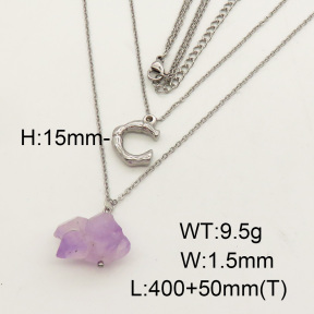 Natural Amethyst SS Necklace  FN0000690bbml-900