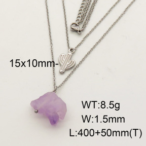 Natural Amethyst SS Necklace  FN0000744vbmb-900