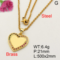 Fashion Brass Necklace  F3N402477ablb-L017