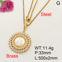 Fashion Brass Necklace  F3N402478aivb-L017
