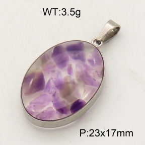 Natural Amethyst SS Pendant  3P4000497aakl-Y008