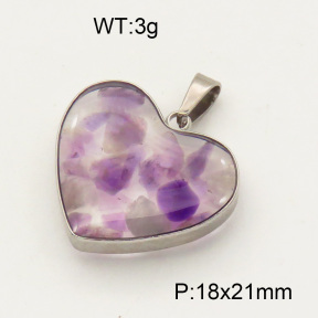 Natural Amethyst SS Pendant  3P4000503aakl-Y008
