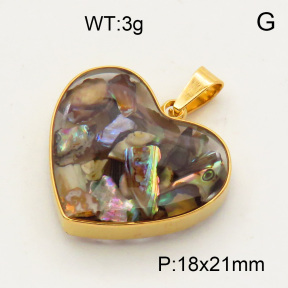 Natural Abalone Shell SS Pendant  3P4000510aako-Y008