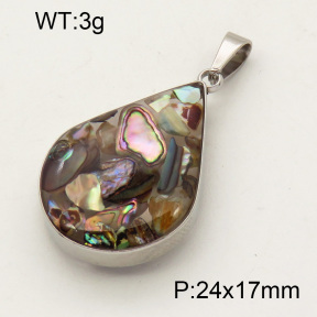 Natural Abalone Shell SS Pendant  3P4000515aakl-Y008