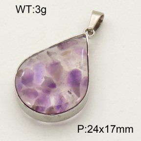 Natural Amethyst SS Pendant  3P4000525aakl-Y008