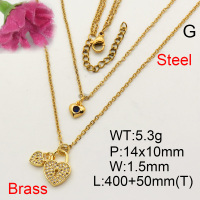 Fashion Brass Necklace  F3N402680ablb-L002